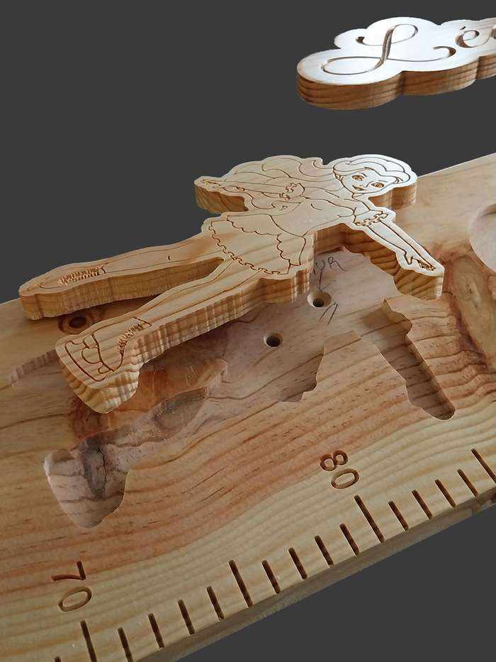 Les patineuses cachent mes fixations invisibles de la toise au mur. Rien d'autre visuellement que la toise murale.