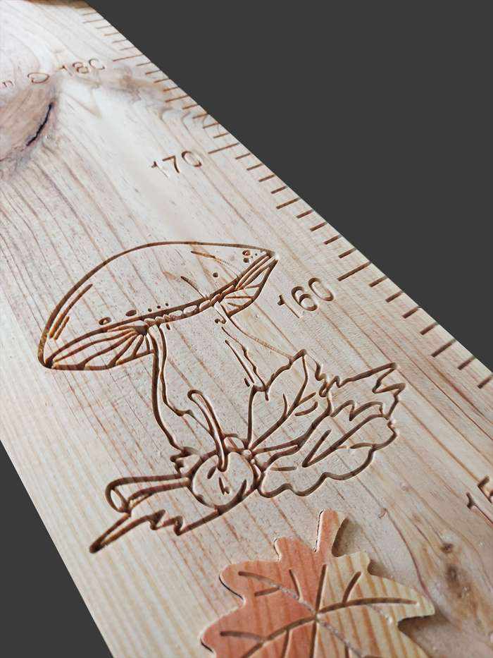 La toise au champignon magique, toise en bois personnalisée qui se raconte à votre enfant comme un conte toujours renouvelé.
