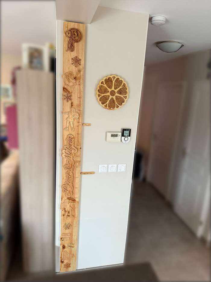 Voici la très grande toise personnalisée les patineuses. Plus de 2 mètres de haut, ajustée au millimètre près au mur.