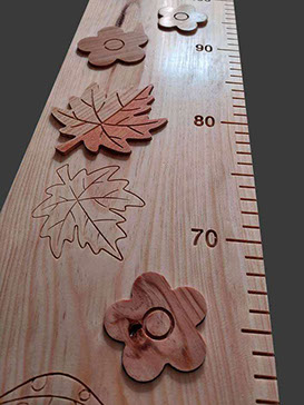 Vue sur la toise forêt en automne, avec des feuilles teintes de roux, certaines sculptées, d'autres encastrées dans la toise.